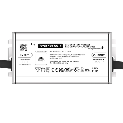 LED.DESIGN PROFESSIONAL LED Driver CV24-150-OUT1 150W 24V 6.25A IP67