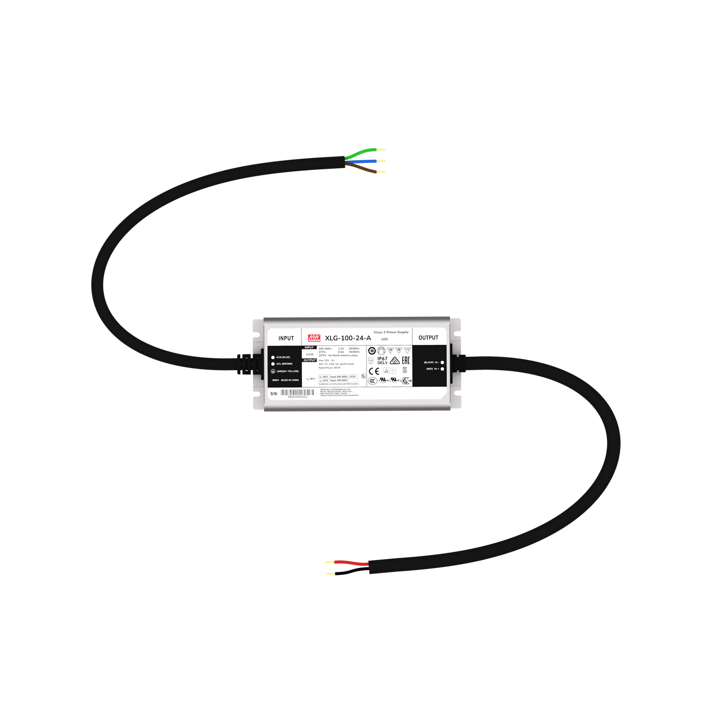 Mean Well Classic LED Driver XLG-100-24-A 100W 24V 4.0A IP67