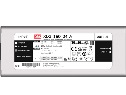 Mean Well Classic LED Driver XLG-150-24-A 150W 24V 6.25A IP67