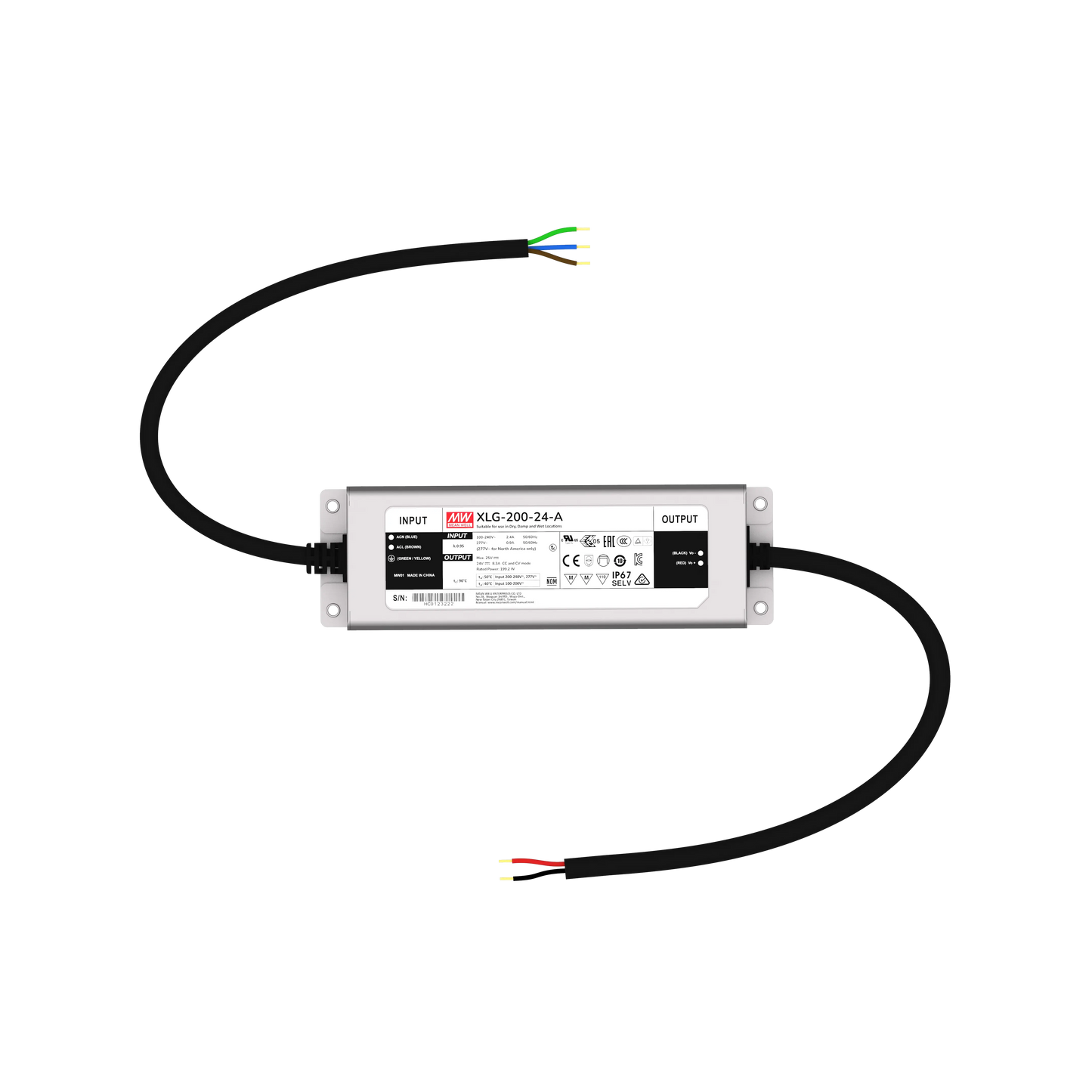 Mean Well Classic LED Driver XLG-200-24-A 200W 24V 8.3A IP67